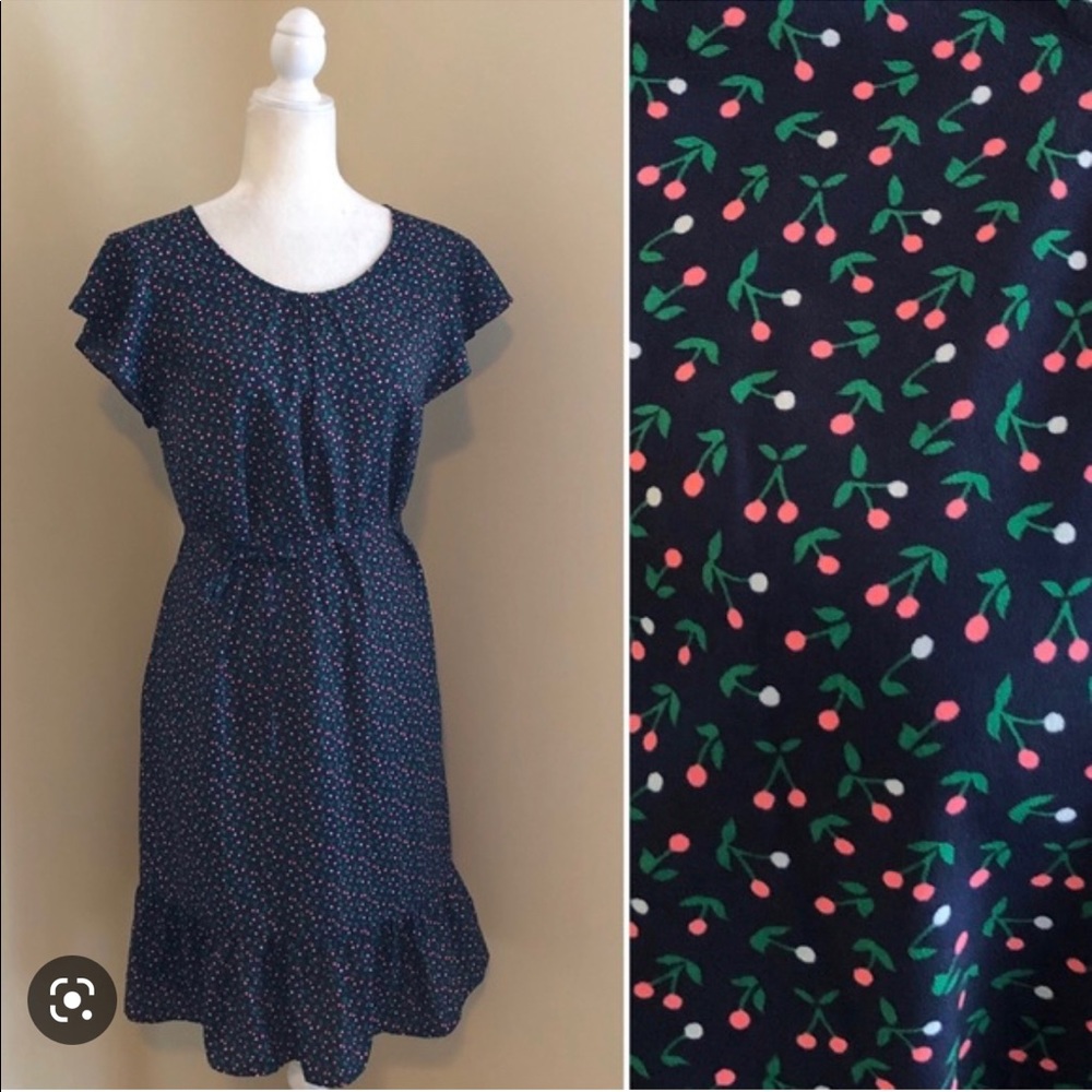 Boden Cynthia Navy Cherry Print Dress